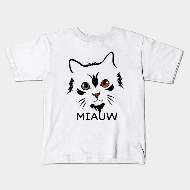 Miaw The Cat Kids T-Shirt by CoretanVector